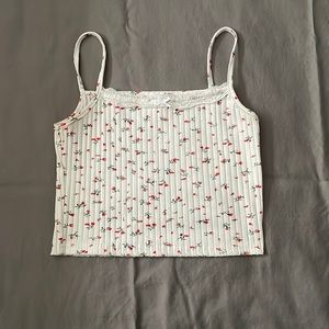 Aeropostale Floral White cropped tank top size Small